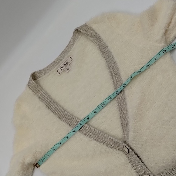DECREE Cream/Gold Fleck Cardigan Soft Sweater Size XL - Picture 7 of 10